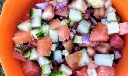 “Salat Aravi” or “Salat Katzutz” Easy Salad for Camping