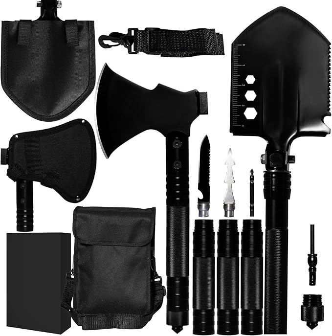 Multifunctional Survival Shovel and Axe Combo